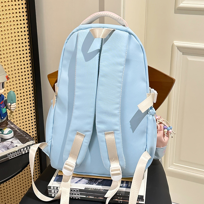 2025 High appearance level, color-blocking, large capacity dopamine, versatile, cute and sweet backpack for middle and high school students Specification drawing