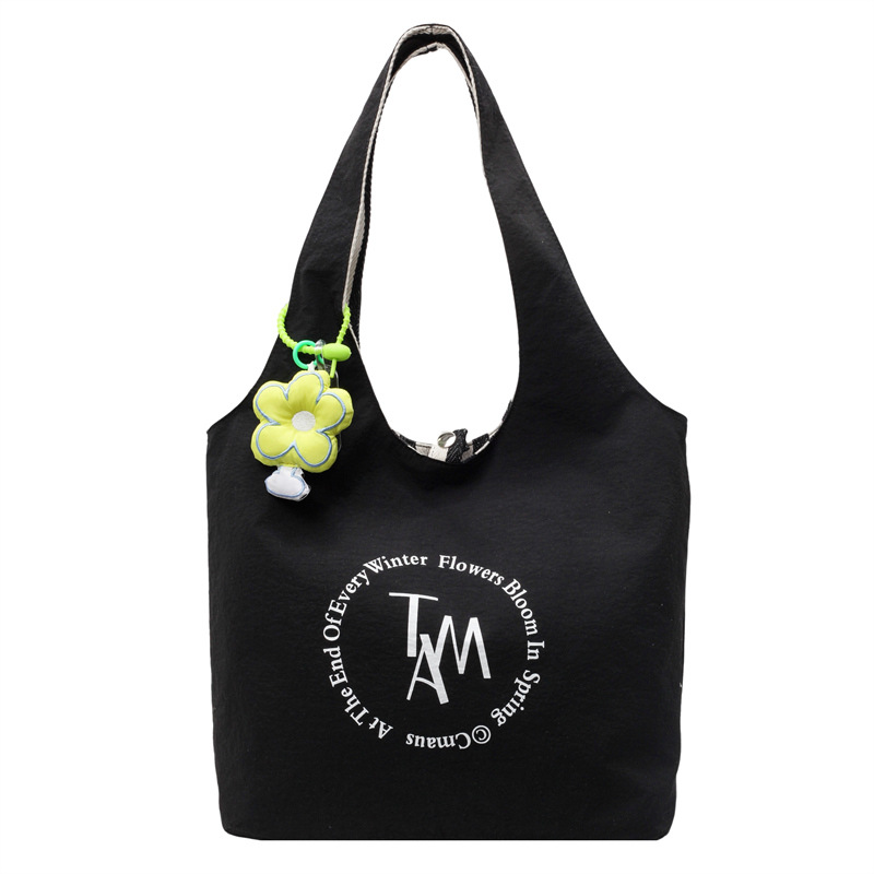 Simple and versatile large-capacity tote bag, Korean-style casual commuting simple single-shoulder bag, artistic and laid-back underarm crossbody bag Item Picture