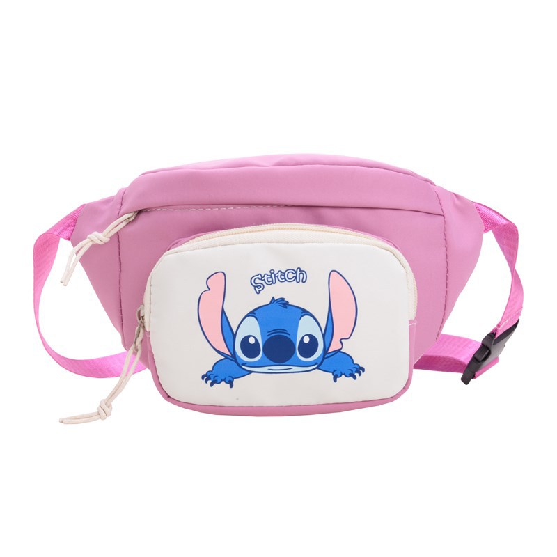 New children's waist bag, cute cartoon crossbody bag, nylon children's color-blocking change bag, children's chest bag Item Picture
