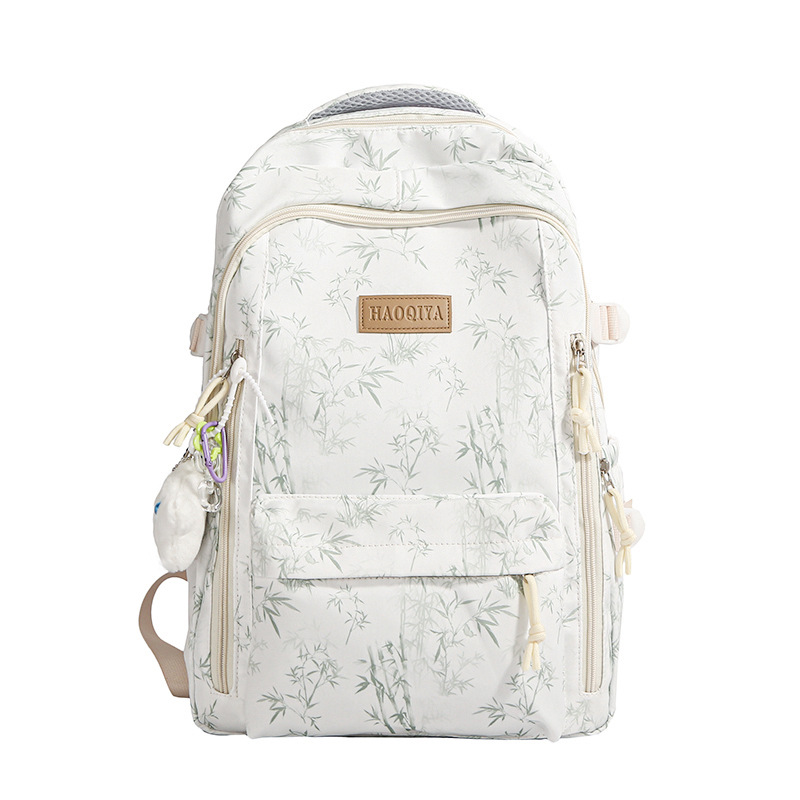 Simple and new college student printed bear schoolbag, niche high appearance level, versatile backpack, large capacity computer backpack Item Picture