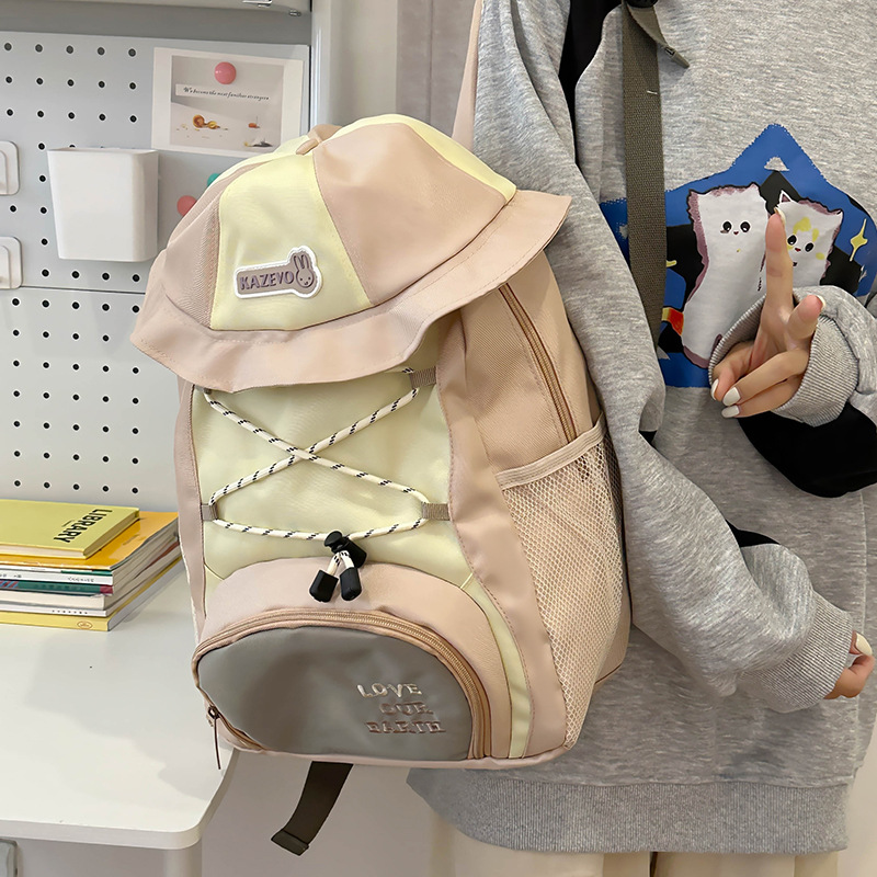 Korean-style niche backpacks, college students' fisherman hat backpacks, cute primary school students' large-capacity lightweight schoolbags for junior and senior high school students details Picture