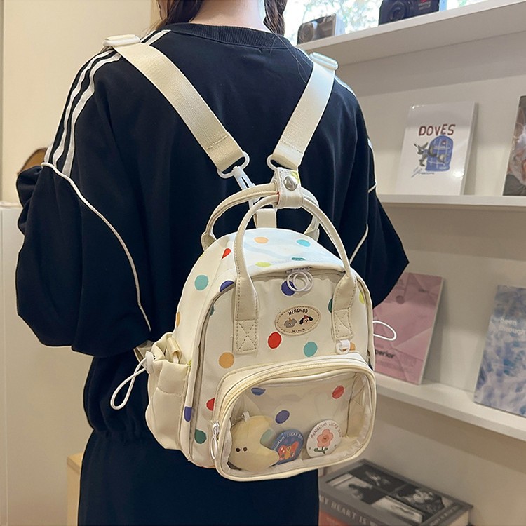 The 2025 new summer laid-back and personalized pain-layer backpack is a versatile travel backpack for girls and a cute college student schoolbag details Picture