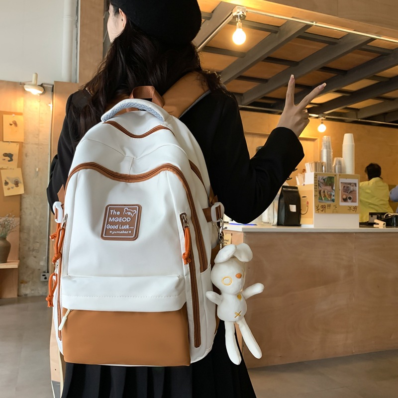 New female schoolbag, Korean version, large-capacity, simple backpack for junior and senior high school students, trendy brand, casual backpack for college students details Picture