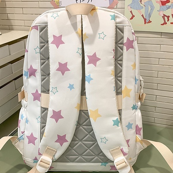 The new Japanese-style ins mini backpack with a high level of appearance and sweet beauty is a lightweight and large-capacity backpack for junior and senior high school students to take extra classes Specification drawing
