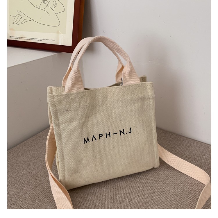 New canvas bag for women, 2025 summer, new trendy Korean version letter crossbody bag, handbag, little cloth bag for girls details Picture