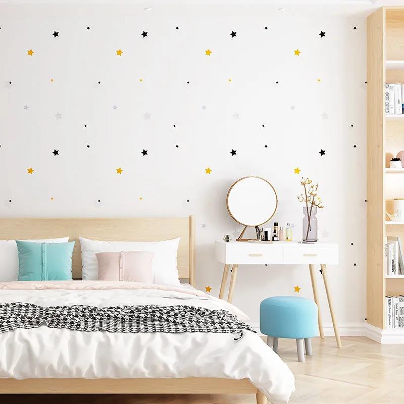 Star solid color wallpaper self-adhesive bedroom warm, college student dormitory background wall waterproof table renovation sticker wallpaper full figure