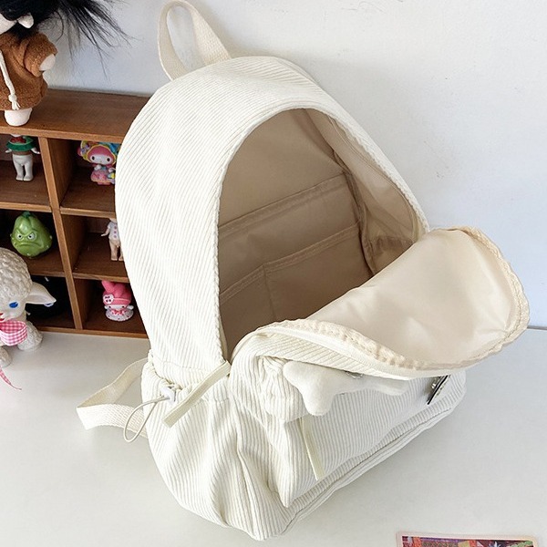Japanese-style ins school style cute and soft girl corduroy backpack, a small daily commuting backpack with a fresh and light forest style for women Application Scenario