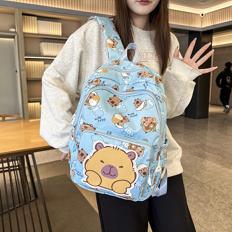 The 2025 new Capibarra cute printed cartoon schoolbag is a fashionable lightweight backpack for boys, girls and students Application Scenario