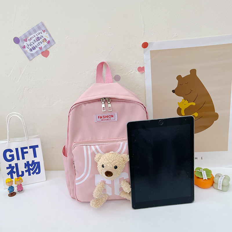 Kindergarten children's cartoon backpacks, girls' and boys' baby team uniforms, bear double-shoulder schoolbags Specification drawing