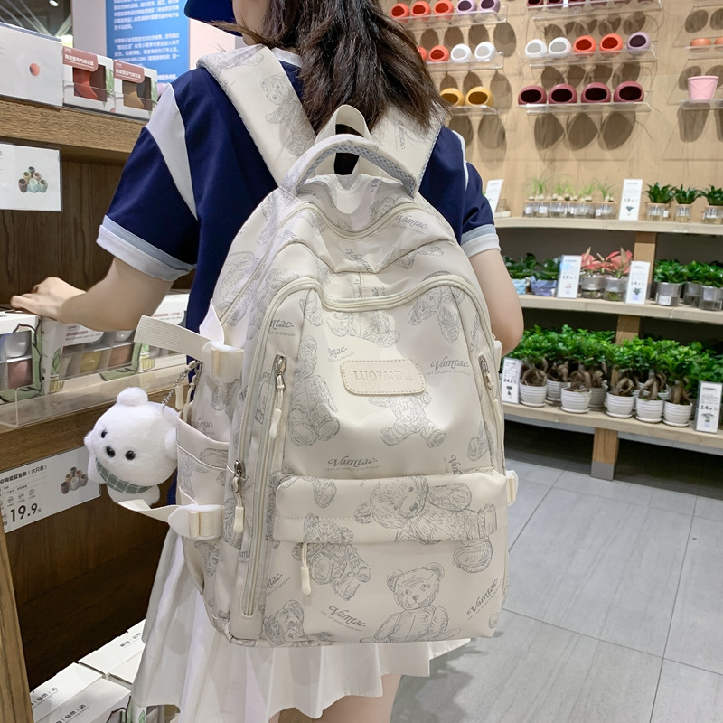 A simple and large-capacity backpack for girls in junior high school 2023, a cute Korean-style graffiti backpack for primary school students full figure