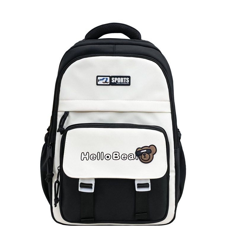 Korean-style schoolbag for girls, large-capacity middle school backpack with cute bear prints, and backpack for boys in grades three and four Item Picture