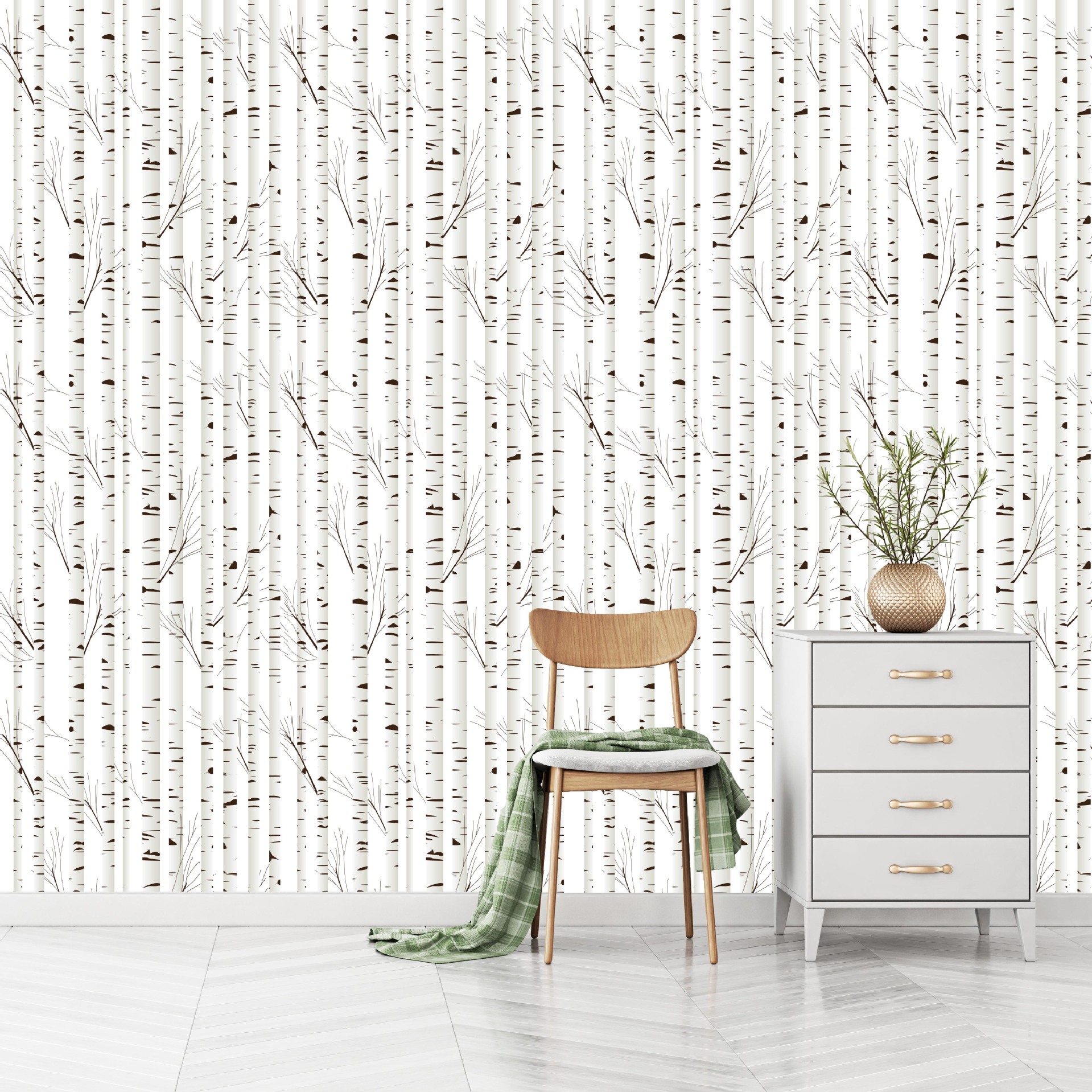 Hot-selling thick ink flower and green plant series seamless waterproof and stain-resistant wallpaper background wall renovation wallpaper RW081-100 Application Scenario