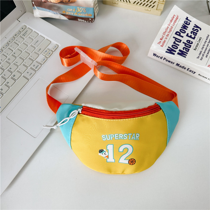 Cartoon children's chest bag, large capacity, light and portable, color-blocking waist bag 2024, personalized printed children's clothing matching storage bag Specification drawing