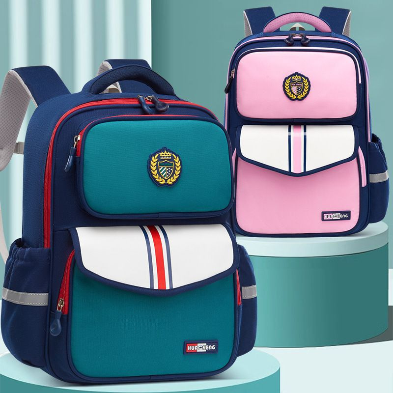 New fashionable British-style schoolbag for primary school students, large backpack for boys and girls in grades one to six, reducing the burden on both shoulders full figure
