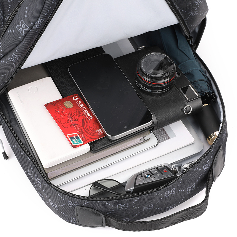 New design of simple backpack for junior high school students, solid color large-capacity printed computer bag for college students Application Scenario