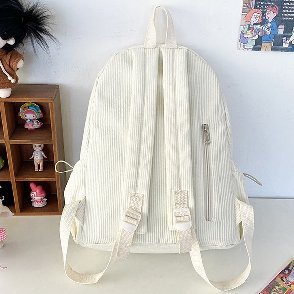 Japanese-style ins school style cute and soft girl corduroy backpack, a small daily commuting backpack with a fresh and light forest style for women Specification drawing
