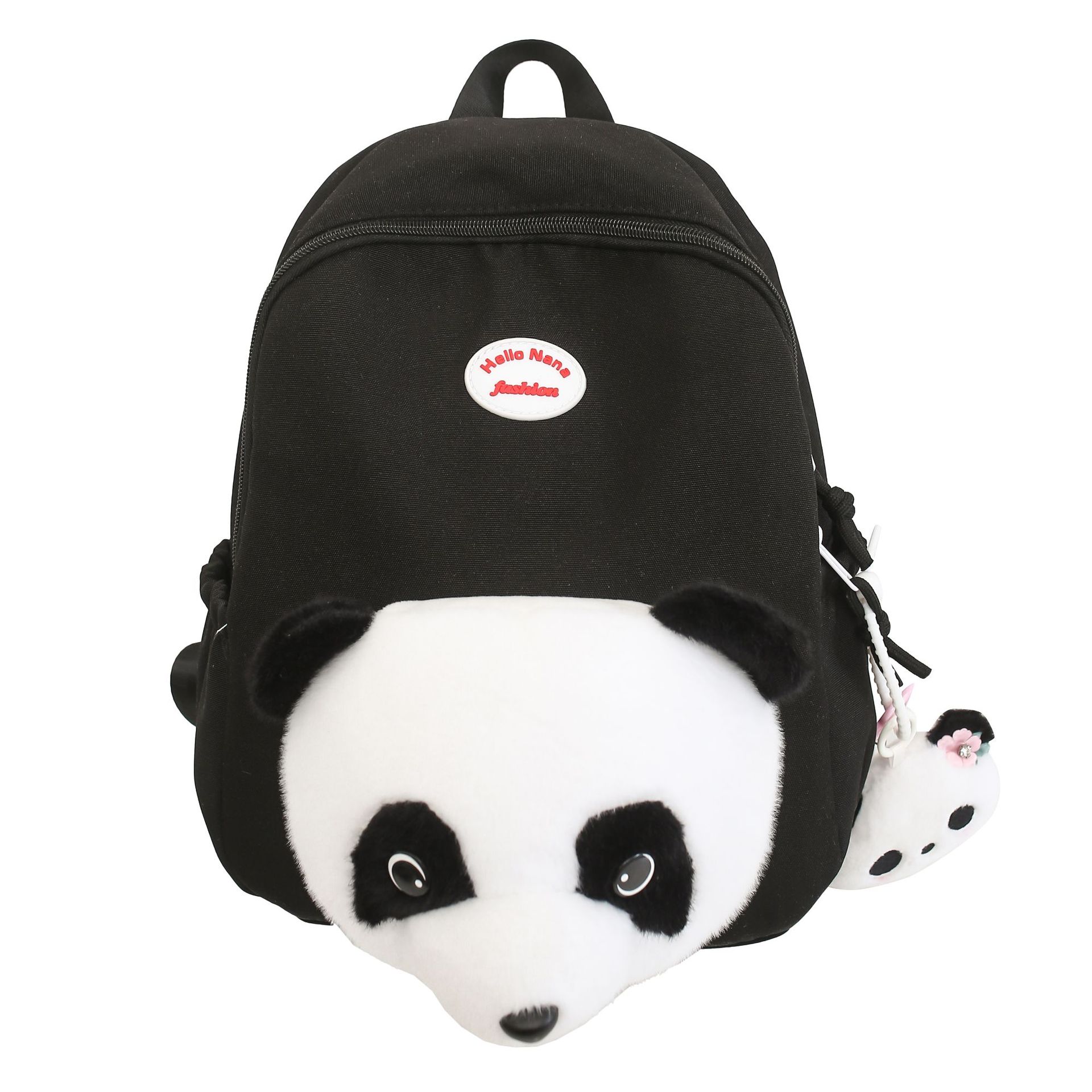 Cute and soft girl panda backpack, campus student schoolbag, large-capacity backpack, three-dimensional plush panda head schoolbag for girls Item Picture