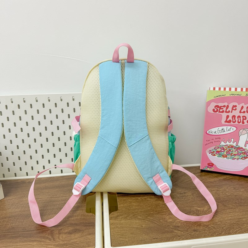 High appearance level, cute and lightweight children's spring outing small backpack, lightweight outdoor sports, parent-child color contrast backpack Specification drawing