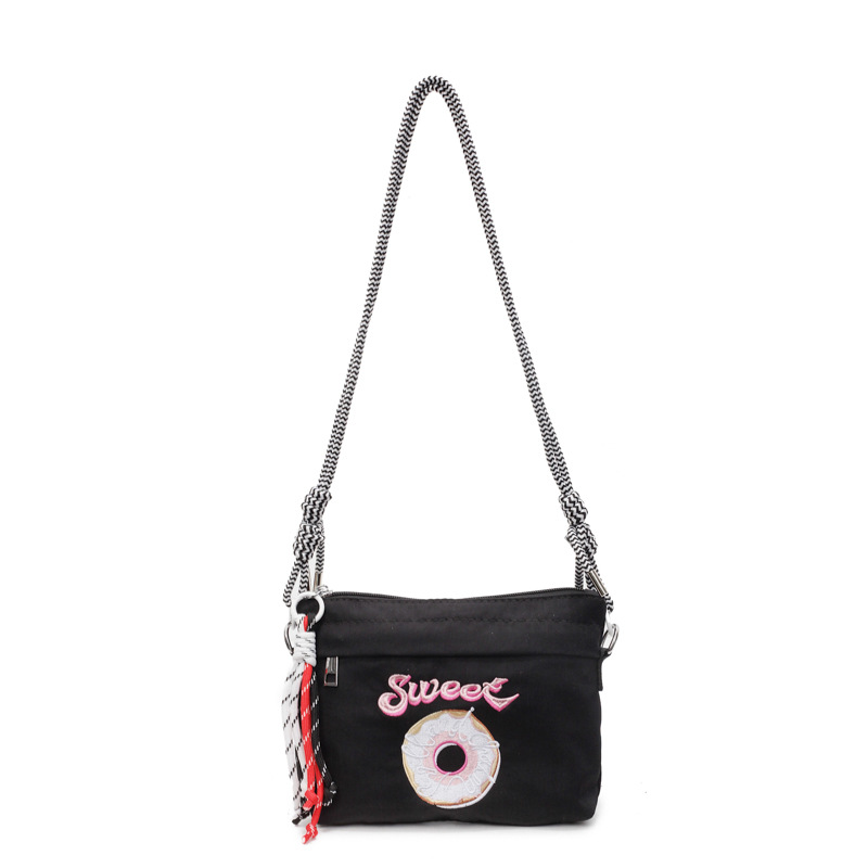 A stylish, artistic, fresh and sweet small shoulder bag with doughnut prints from Korean Instagram, a lightweight crossbody bag for outdoor outings Item Picture