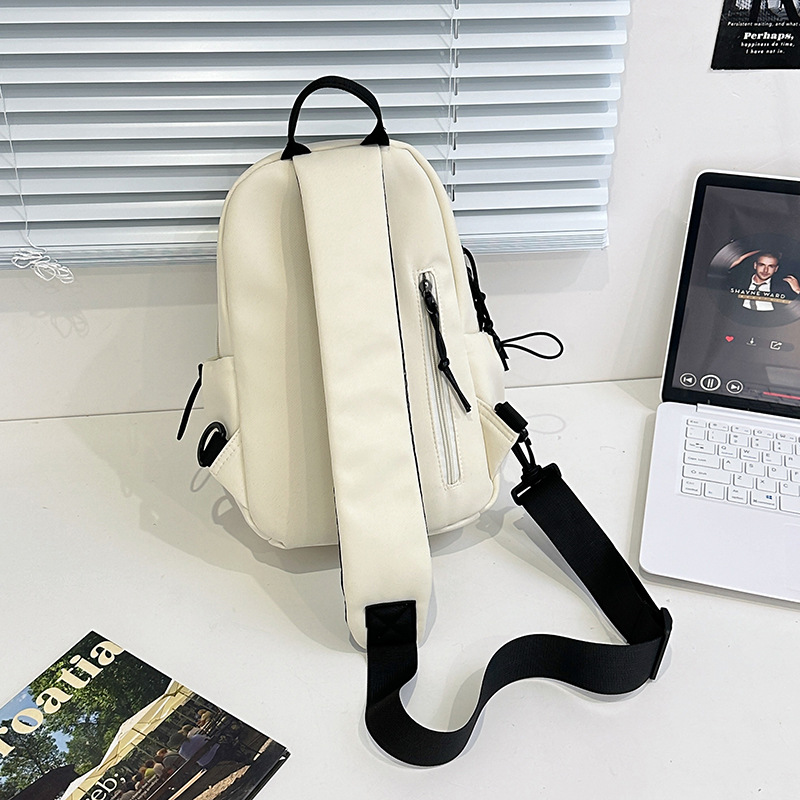 A new Korean-style ins high-appearance-level color-blocking letter chest bag for couples, a casual, simple and lightweight crossbody bag for traveling Specification drawing