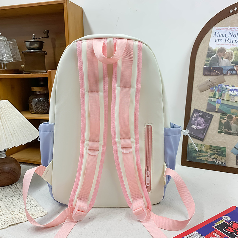 The new summer backpack for women is fresh and cute with a college style. It has a large capacity and is a schoolbag for junior high school, senior high school and college students Specification drawing