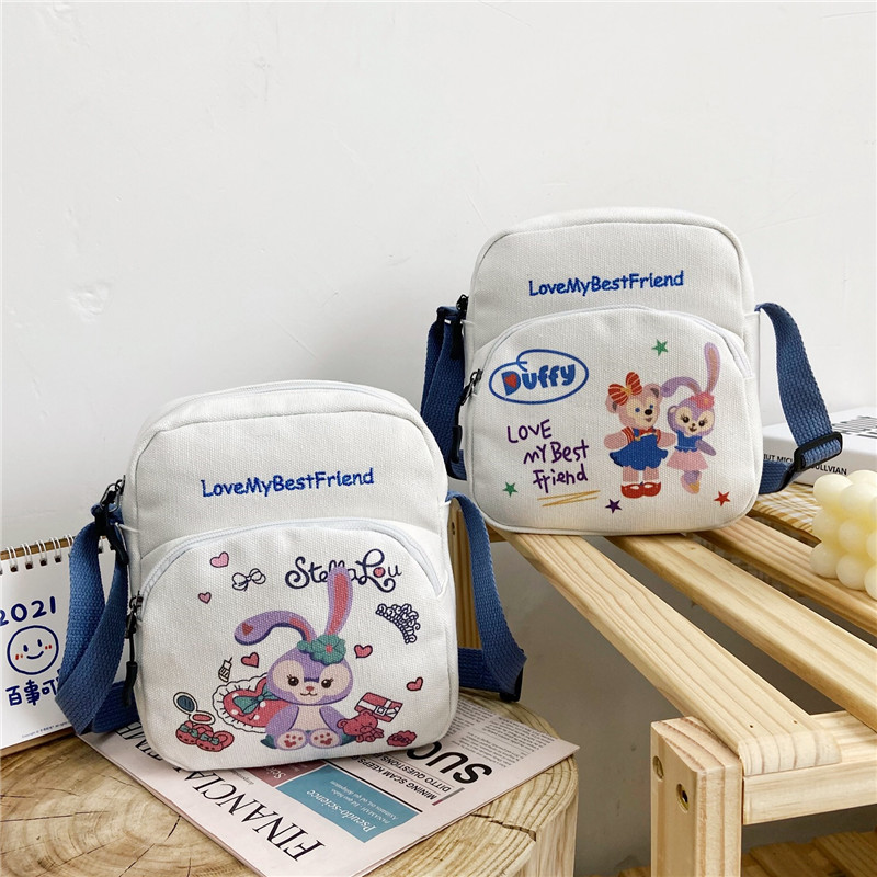 A cute canvas small square bag for girls, a new energetic girl student phone bag, a Japanese-style fresh and artistic single-shoulder crossbody bag full figure