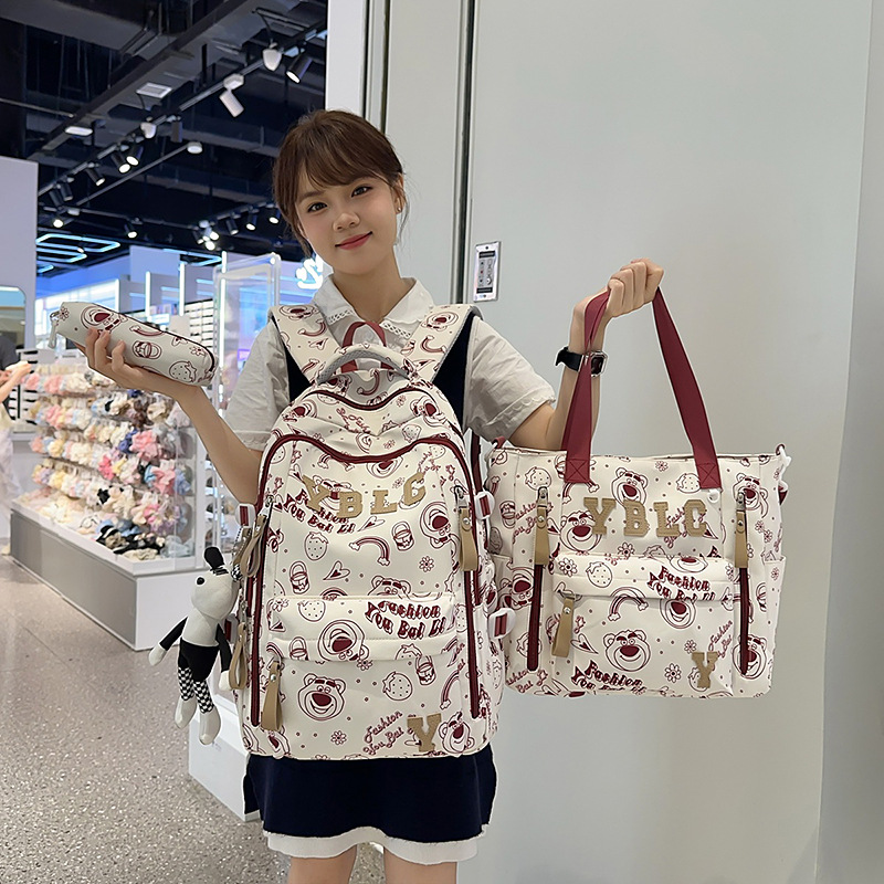 A new high-appeartion-level college style, fresh, sweet and cute cartoon tutorial bag, lightweight, simple and large-capacity backpack full figure