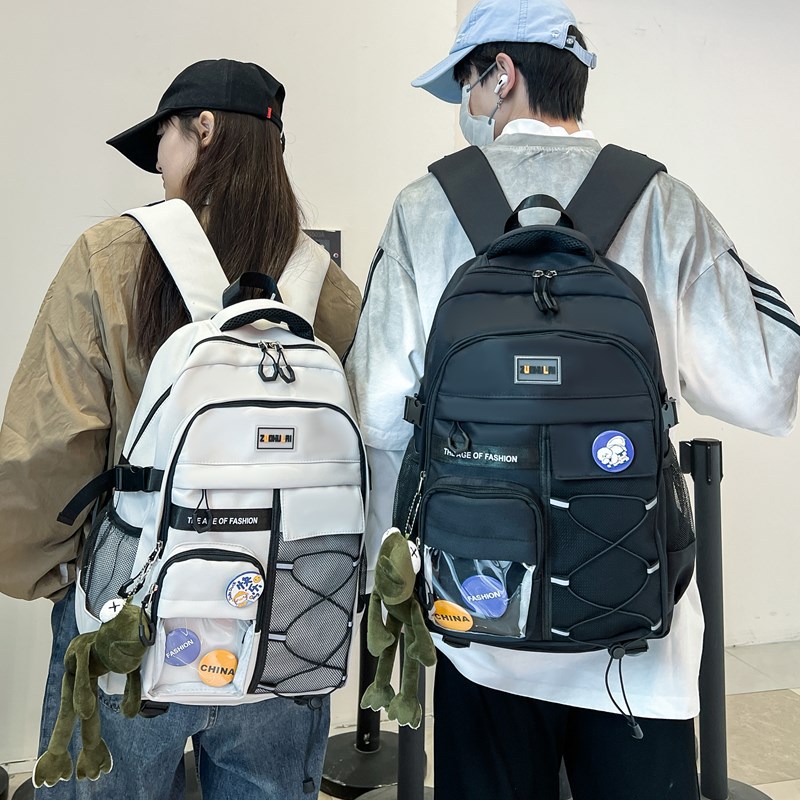 Japanese-style retro workwear, cool and large-capacity schoolbag for junior and senior high school students, versatile casual couple outdoor travel backpack full figure