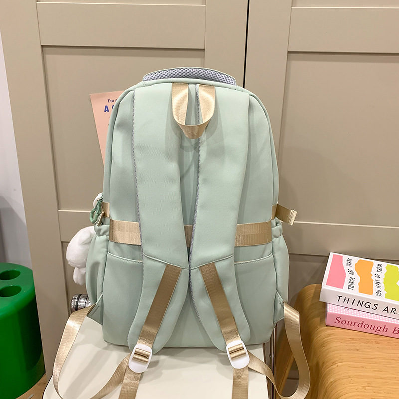 Spring new high-quality schoolbag for girls, Korean style Instagram color-blocking and splicing multi-compartment lightweight backpack for primary and secondary school students Specification drawing