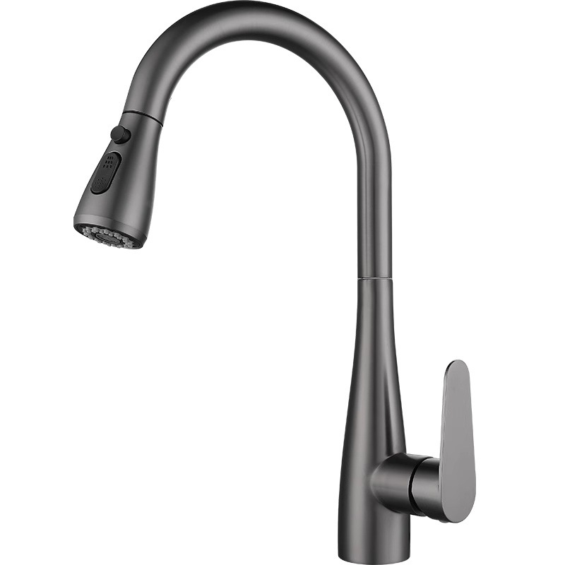 Stainless steel kitchen faucet, dual-mode pull-out cold and hot household sink, sink, dishwashing basin, telescopic splash-proof head Item Picture