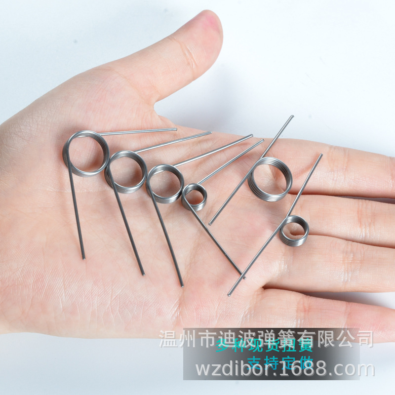 Torsion spring, torque, 90-180 degrees, racket net, large and small spring, yellow steel wire, 0.3-4.0 clips, v miniature full figure