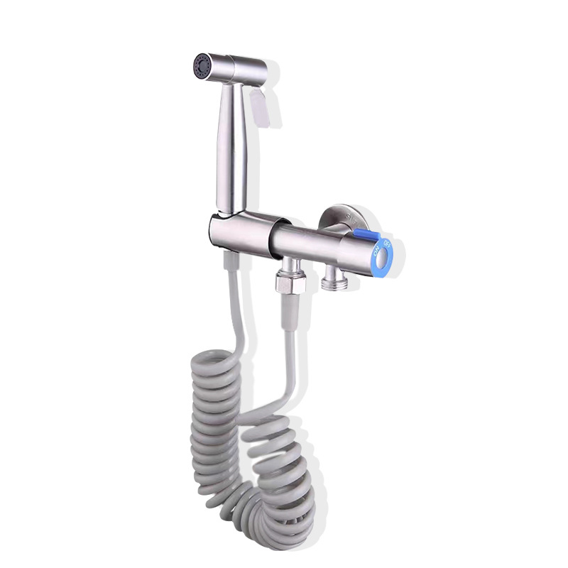 304 stainless steel toilet spray gun, one inlet and two outlet Angle valve, hanging seat, non-drilling base, filter, high-pressure cleaning set Item Picture