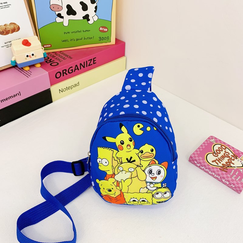 A new 2024 anime cartoon children's trendy and fashionable chest bag, a single-shoulder crossbody bag for little girls in kindergartens Specification drawing