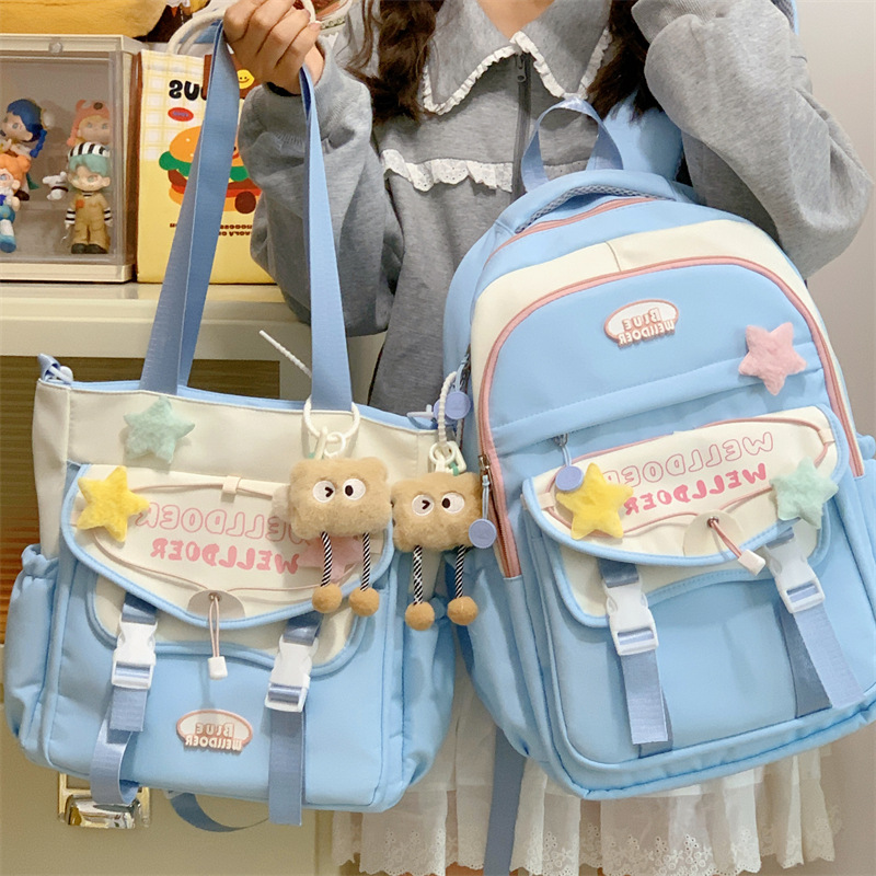 Dopamine schoolbag for junior high school girls, large-capacity multi-compartment bag for girls going to school, sweet and refreshing backpack for young girls details Picture