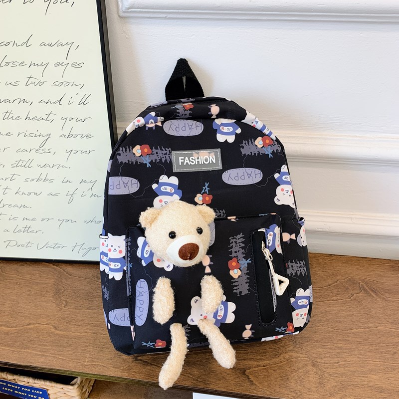 Cute cartoon bear backpack for children, stylish and trendy schoolbag for kindergarten girls, casual snack backpack details Picture