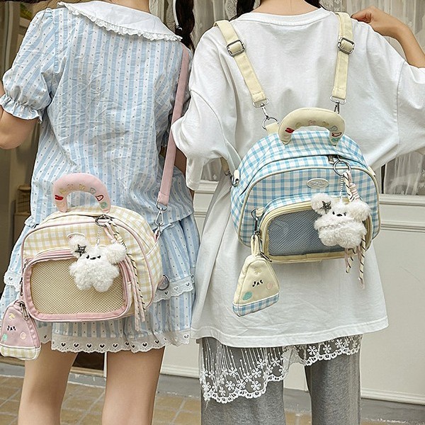 A new high-appeal, fresh and sweet checkered crossbody bag from Japanese Instagram. It's a light and convenient crossbody bag for girls' daily life, shopping and traveling details Picture
