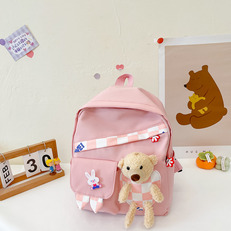 New children's bag 2024: Fashionable backpack, cute kindergarten baby, stylish and sweet schoolbag, Bear cartoon bag Specification drawing