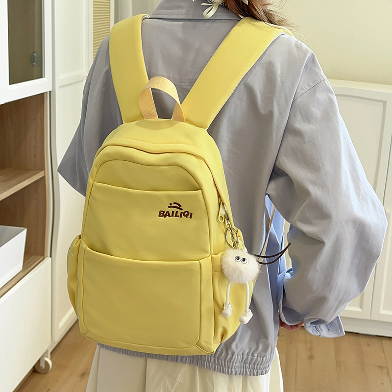 Korean-style ins campus simple junior high school solid color schoolbag, high appearance level backpack, large capacity, versatile and lightweight single-shoulder bag details Picture