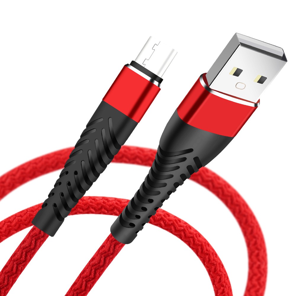 The fish-tail pin braided data cable is foldable and wear-resistant. The 2.4A fast charging cable is suitable for iPhone 15 and Android Type- Item Picture