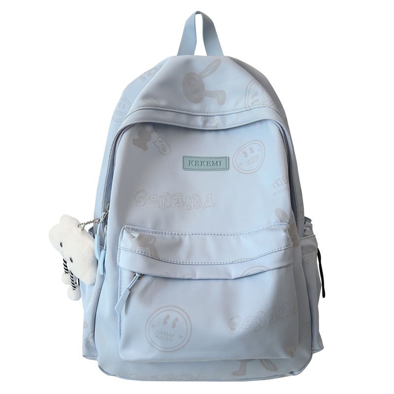 Schoolbag for junior high school girls, high appearance level college student backpack, 2024 new style high school student smiley face printed cute backpack Item Picture