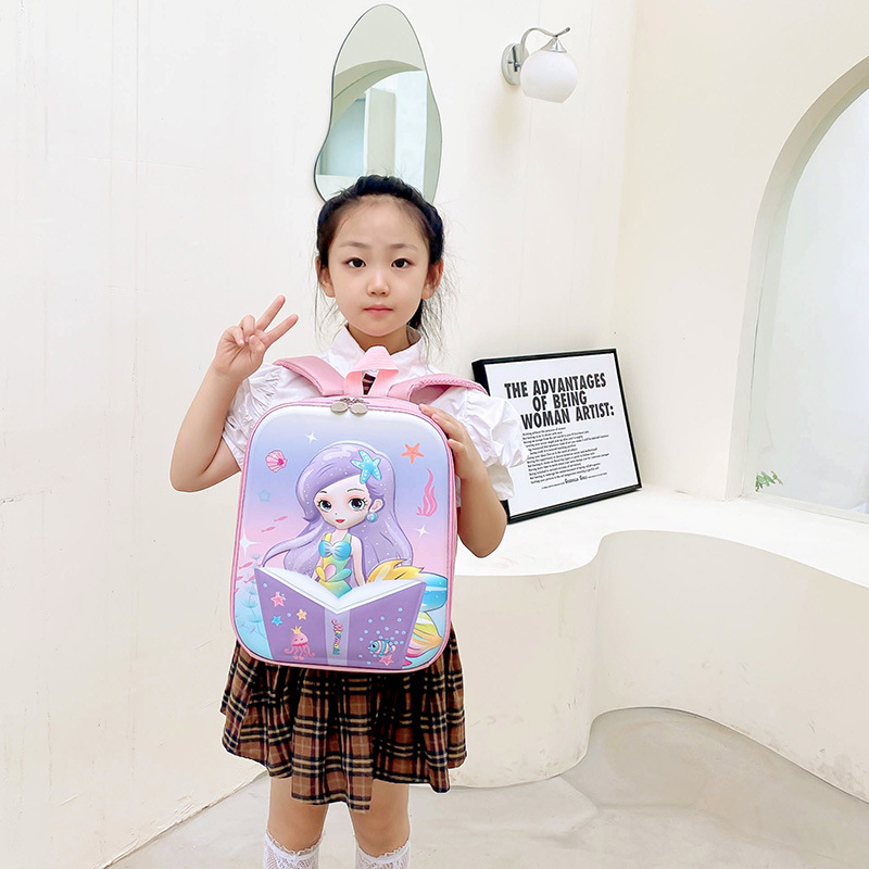 The new versatile cartoon princess eggshell kindergarten schoolbag for boys and girls is a lightweight and anti-slip backpack with a super lightweight card Specification drawing
