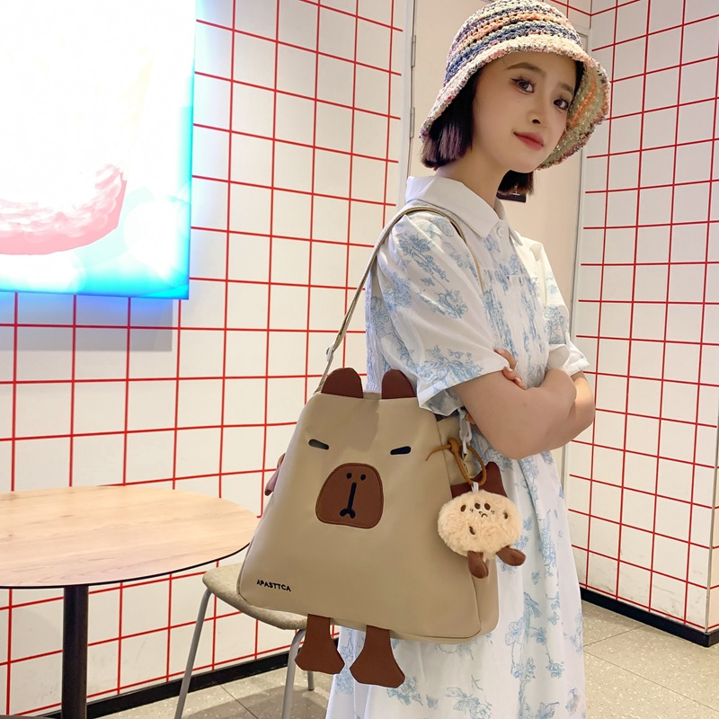 Cute little animal cartoon single-shoulder bag 2024 new style Japanese female student versatile large-capacity crossbody bag trend full figure