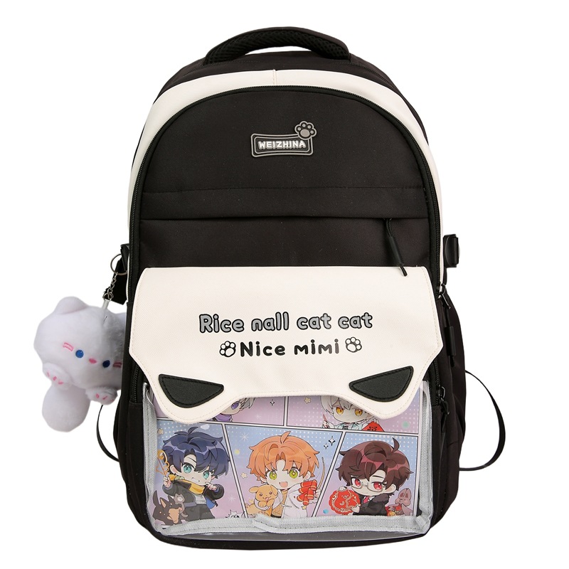 The new Korean version of Instagram, with a high level of appearance and a fresh school style, is a lightweight backpack for junior and senior high school students with color blocking and splicing Item Picture