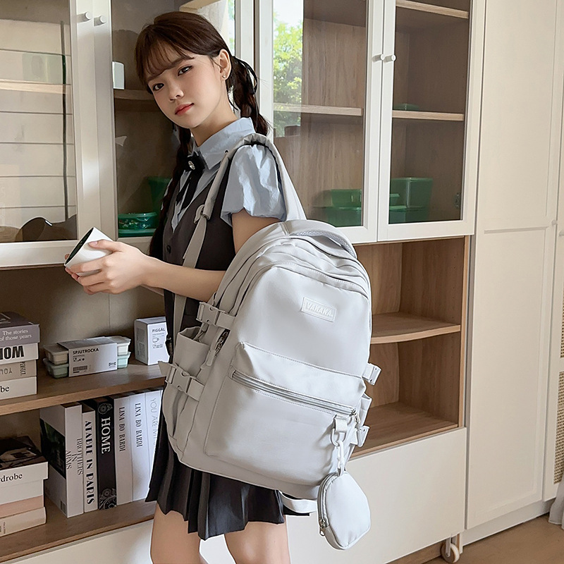 A new high-appeal Korean ins backpack for high school and junior high school students, a casual, simple and versatile large-capacity backpack for commuting details Picture