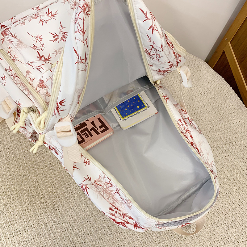 Simple and new college student printed bear schoolbag, niche high appearance level, versatile backpack, large capacity computer backpack Application Scenario
