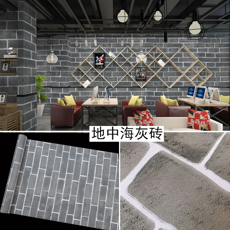Retro brick-patterned self-adhesive wallpaper, self-pasting wallpaper with adhesive backing, imitation brick stickers, storefront, bedroom, living room, dormitory background wallpaper Application Scenario