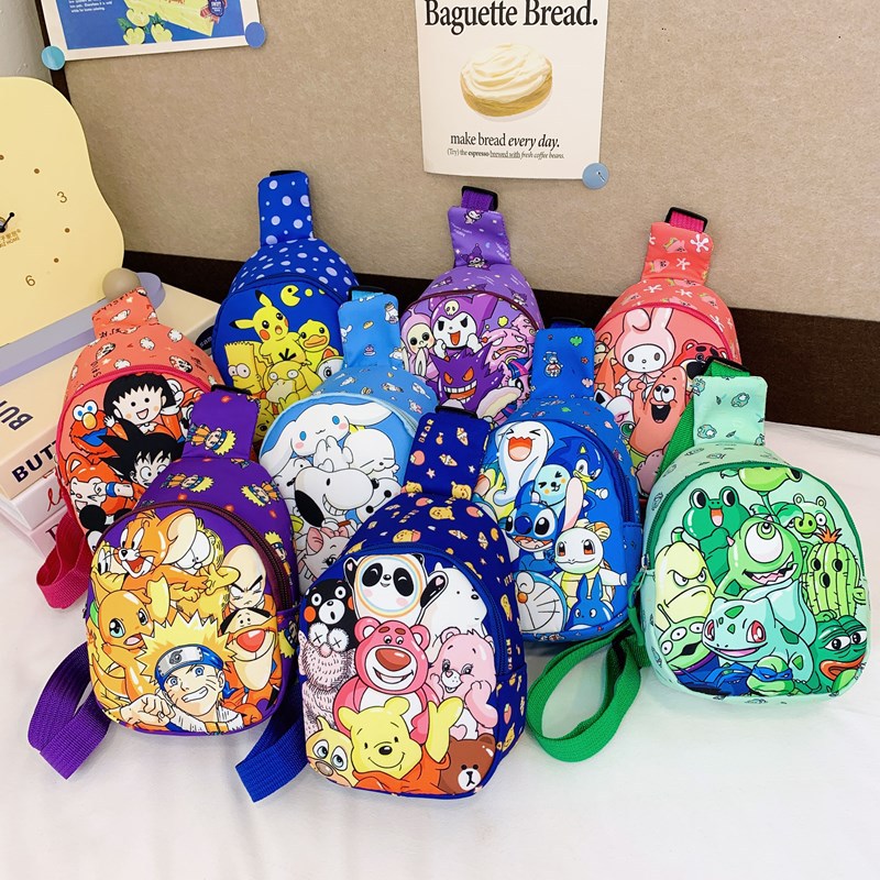 A new 2024 anime cartoon children's trendy and fashionable chest bag, a single-shoulder crossbody bag for little girls in kindergartens full figure