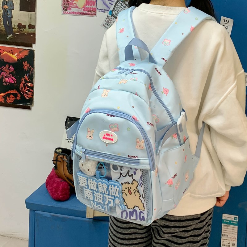 High-appearance-level pain-bag schoolbag, new forest-style women's backpack, large-capacity university women, lightweight and versatile bag for campus shopping details Picture