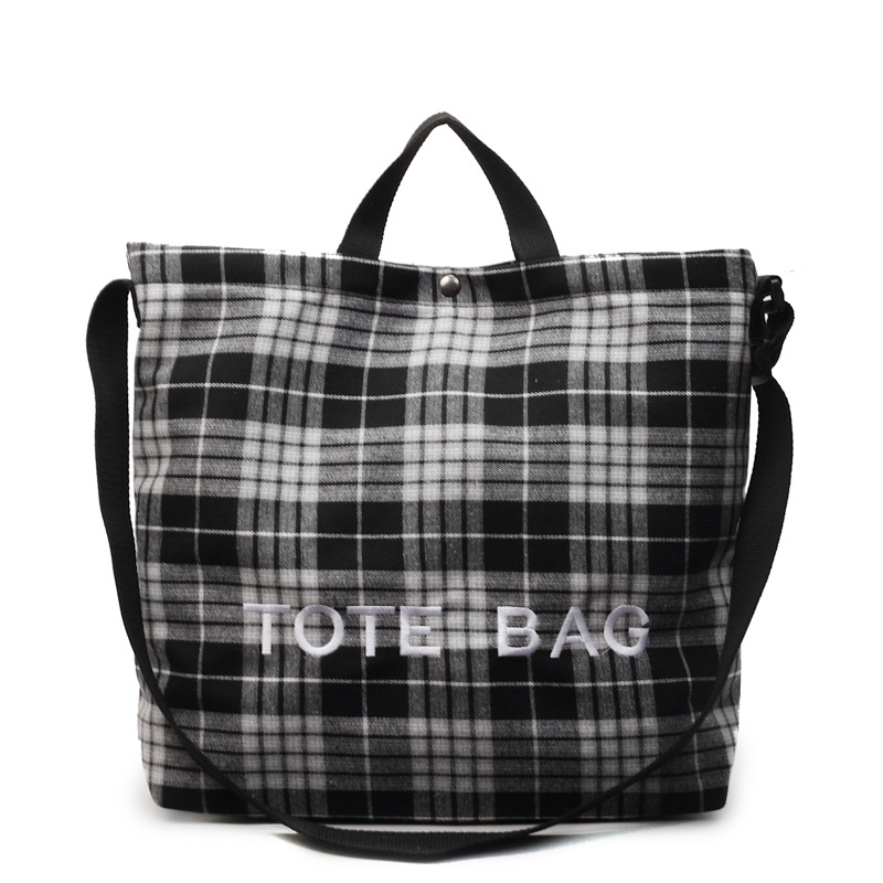 A new popular Korean niche artistic checkered large-capacity tote bag, a casual and versatile single-shoulder bag for female students during class Item Picture
