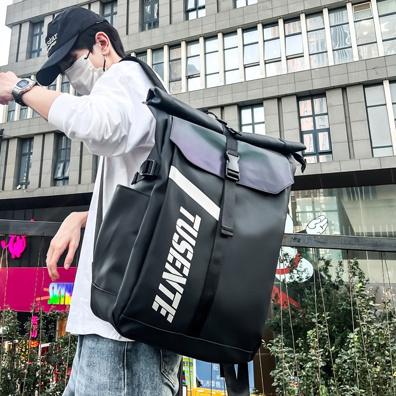 Backpack for men, computer bag, large-capacity schoolbag, trendy American-style 2024 new outdoor travel backpack for junior high school girls details Picture